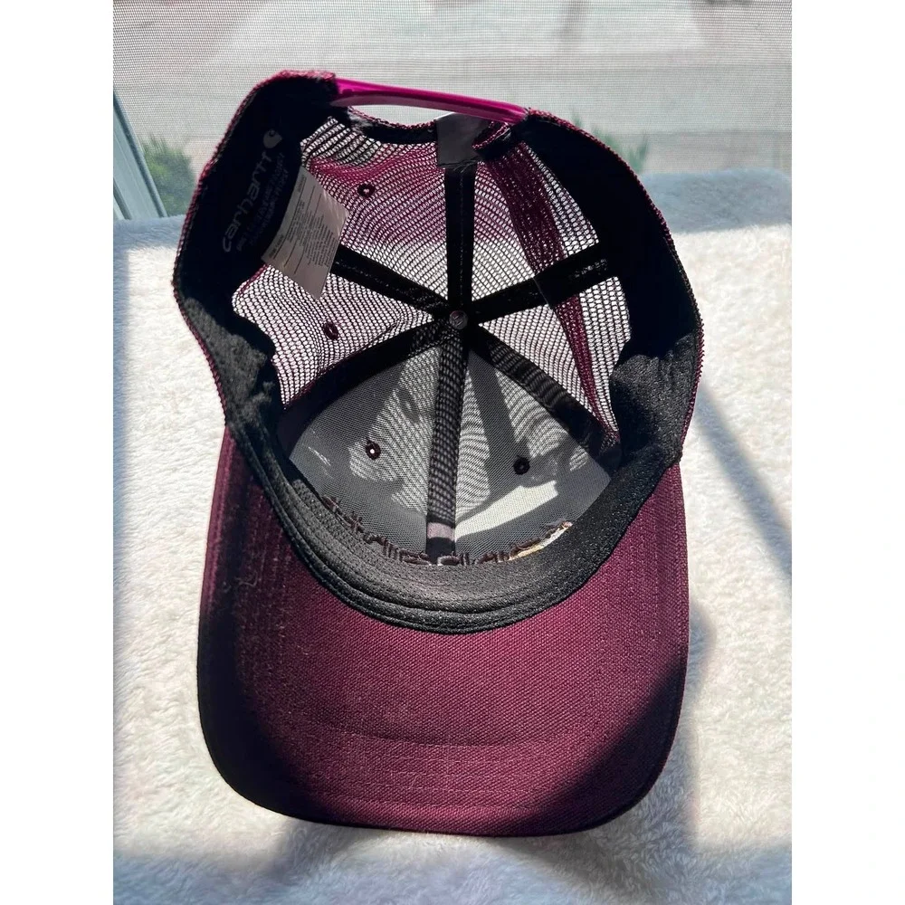 Carhartt Trucker Hat Unisex OS Maroon Mesh Back Snapback Logo Embroidered